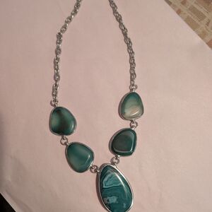 Elegant Silver and Green Necklace